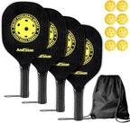 Arezzo - Pickleball Paddles - Pickleball Set of 4 Paddles, Indoor & Outdoor Pickleball Balls, Pickleball Paddle Set of 4 Wood Pickleball Racket Ergonomic Cushion Grip, 8 Pickleball Balls & 1 Carry Bag - Outdoor Sports & Equipments - British D'sire
