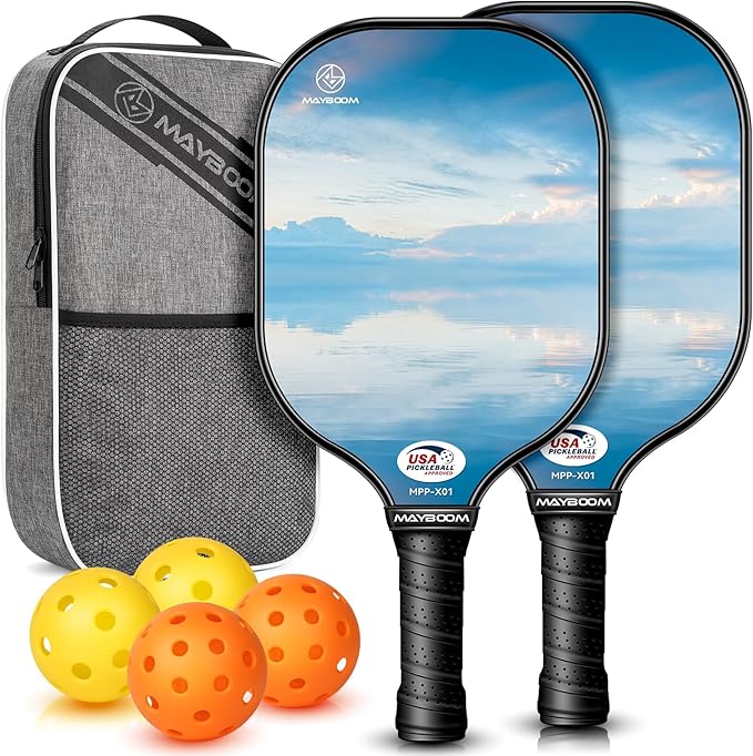 Arezzo - Pickleball Paddles Set of 2 or 4, USAPA Approved Pickleball Paddles Set with 4 Pickleball Balls and Pickleball Carry Bag, Fiberglass Pickle Ball Rackets 2 Pack Gifts for Beginners & Pros - Outdoor Sports & Equipments - British D'sire