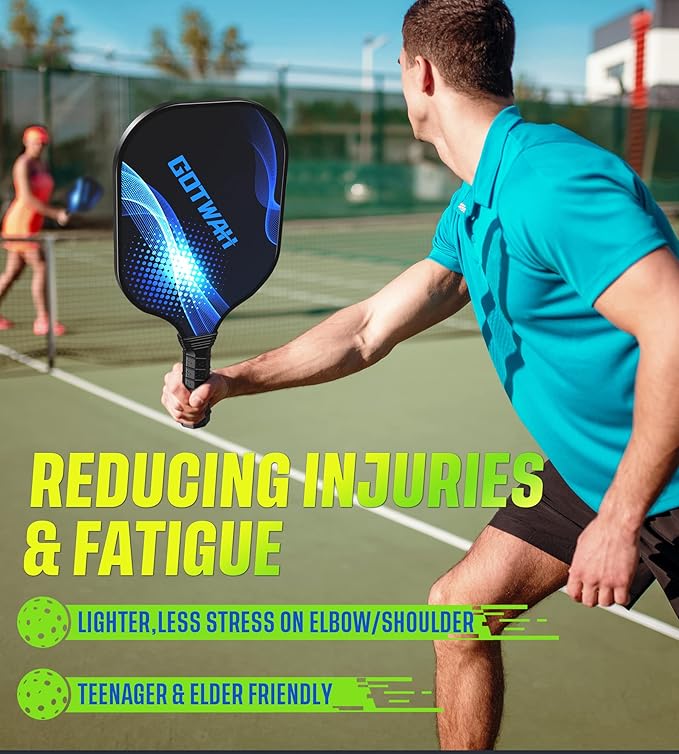 Arezzo - Pickleball Paddles Set，Outdoor Pickleball Rackets Set Lightweight Racquets Fiberglass Pickle Ball Raquette Gift with Cushioned Grip for Adults Beginners Intermediate Player Elders Friendly - Outdoor Sports & Equipments - British D'sire