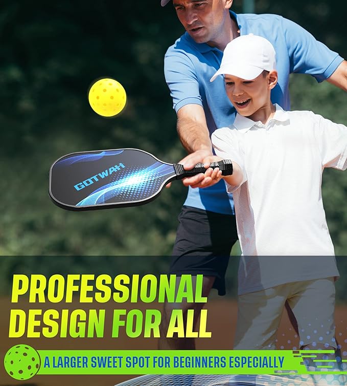 Arezzo - Pickleball Paddles Set，Outdoor Pickleball Rackets Set Lightweight Racquets Fiberglass Pickle Ball Raquette Gift with Cushioned Grip for Adults Beginners Intermediate Player Elders Friendly - Outdoor Sports & Equipments - British D'sire