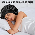 Arezzo SilkEssence Satin Sleep Bonnets – 2 Pcs Set in Black & Red | Silk Satin Bonnets for Women | Comfortable, Lightweight Hair Protection for Sleeping | Reduces Frizz & Retains Moisture - Silk Satin Bonnet - British D'sire