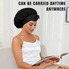 Arezzo SilkEssence Satin Sleep Bonnets – 2 Pcs Set in Black & Red | Silk Satin Bonnets for Women | Comfortable, Lightweight Hair Protection for Sleeping | Reduces Frizz & Retains Moisture - Silk Satin Bonnet - British D'sire