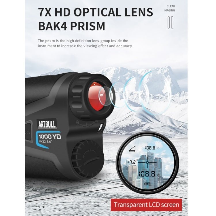 ARTBULL 1000m Golf Laser Rangefinder Telescope Altimeter Speedometer - British D'sire