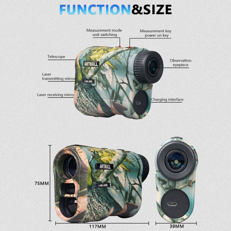 ARTBULL NK - 1000 Camouflage Golf Rangefinder Rechargeable Telescope, Random Color Delivery - British D'sire