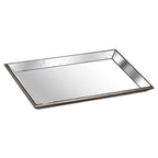 Astor Distressed Large Mirrored Tray With Wooden Detailing - Serving Tray - British D'sire