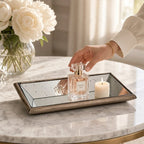 Astor Distressed Mirrored Display Tray With Wooden Detailing - Serving Tray - British D'sire