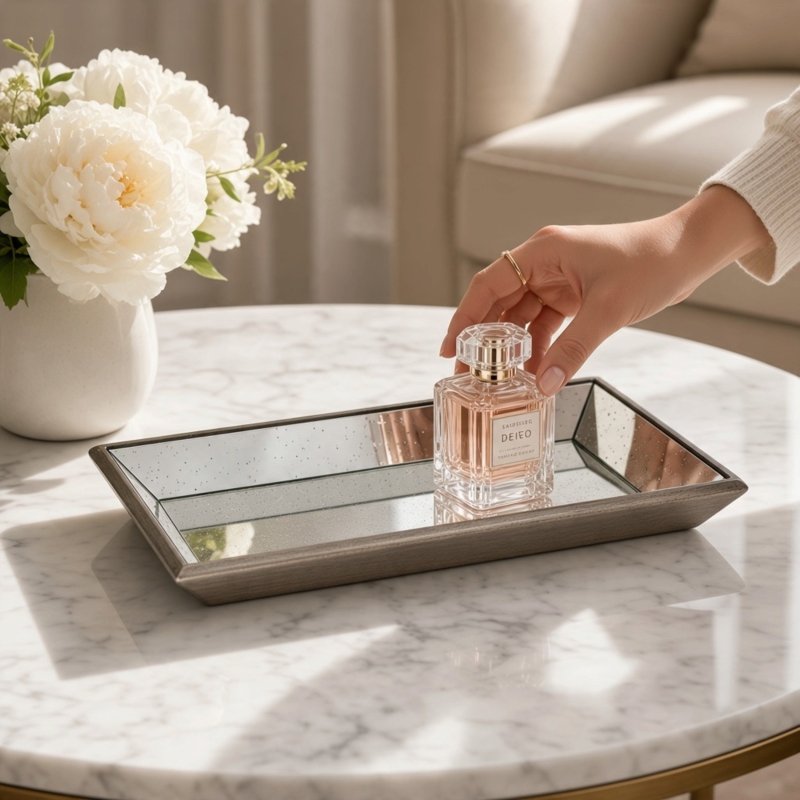 Astor Distressed Mirrored Tray With Wooden Detailing - Serving Tray - British D'sire
