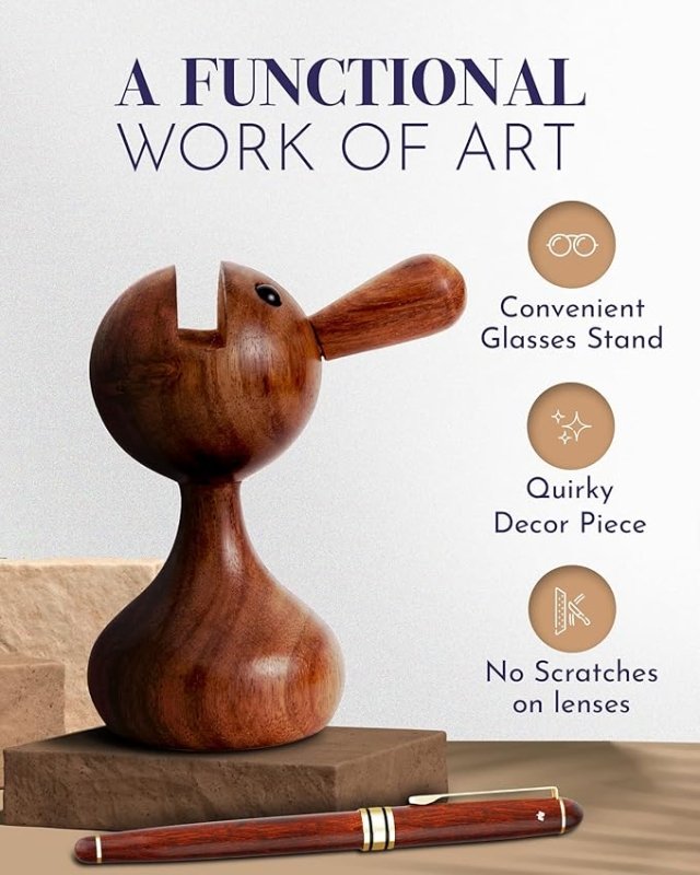 Atlantic Traders Wooden Eyeglass Holder Stand—Handmade Bird-Shaped Glasses Holder—Home Decor, Living Room Decor, Desk Decor—Desk Accessories for Office Desk, Display Stand, Sunglass Organizer Secondary image