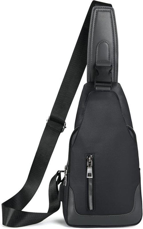 Aucuu Men's Chest Bag, Waterproof Shoulder Bag, Leisure Chest Bag with USB Charging Port, Travel Backpack for Hiking (with 1 x USB) Secondary image