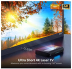 Aurora Pro, Ultra Short Throw 4K Tri - Color Laser Projector, 2400 Lumens, Screen Adoption, Dynamic Dimming, Dolby Vision & Atoms, HDR10, HLG, Active 3D, 60W Speakers, UST TV - Projectors - British D'sire