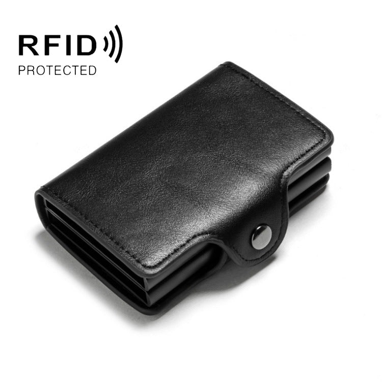 Automatic Pop-up Card Holder Metal Card Box RFID Credit Card Bank Card Box Wallet(Black) - British D'sire Main image