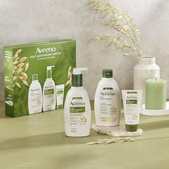AVEENO Daily Moisturising Gift Set with Body Wash 300ml, Body Lotion 300ml and Hand Cream 75ml, Sensitive Skin Gift, 3-Step Skincare Regime, Christmas Gift - British D'sire