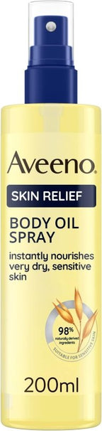 Aveeno Skin Relief Body Oil Spray, With Oat Oil & Jojoba Oil, Suitable For Sensitive Skin, Instantly Nourishes Very Dry, Sensitive Skin, Suitable for a Massage, 200ml - British D'sire