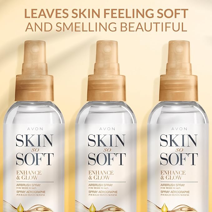 Avon Skin So Soft Enhance & Glow Airbrush Tanning Spray 150ml | Sun-Kissed Glow | Quick Drying | Easy to Use | Cruelty Free - British D'sire