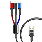 awei CL-971 3 in 1 1.2m 2.4A USB to 8 Pin + Micro USB + USB-C / Type-C Multi Charging Cable - British D'sire