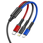 awei CL-971 3 in 1 1.2m 2.4A USB to 8 Pin + Micro USB + USB-C / Type-C Multi Charging Cable - British D'sire