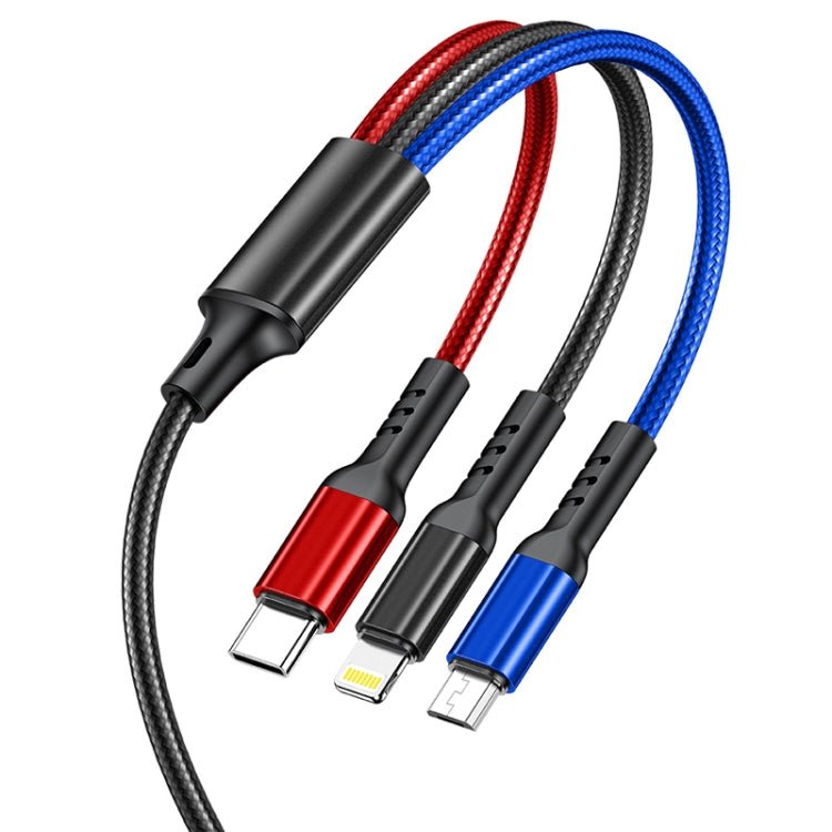 awei CL-971 3 in 1 1.2m 2.4A USB to 8 Pin + Micro USB + USB-C / Type-C Multi Charging Cable - British D'sire