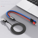awei CL-971 3 in 1 1.2m 2.4A USB to 8 Pin + Micro USB + USB-C / Type-C Multi Charging Cable - British D'sire
