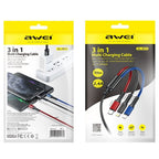 awei CL-971 3 in 1 1.2m 2.4A USB to 8 Pin + Micro USB + USB-C / Type-C Multi Charging Cable - British D'sire