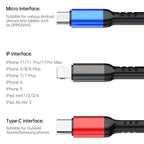 awei CL-971 3 in 1 1.2m 2.4A USB to 8 Pin + Micro USB + USB-C / Type-C Multi Charging Cable - British D'sire