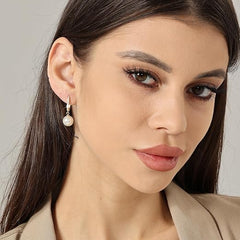 Awinesn Gold Pearl Earrings for Women Girls 14K Real Gold Plated Pearl Drop Earrings Dainty Cubic Zirconia Gold Earrings for Women Wedding Bridal Bridesmaid - Earrings - British D'sire