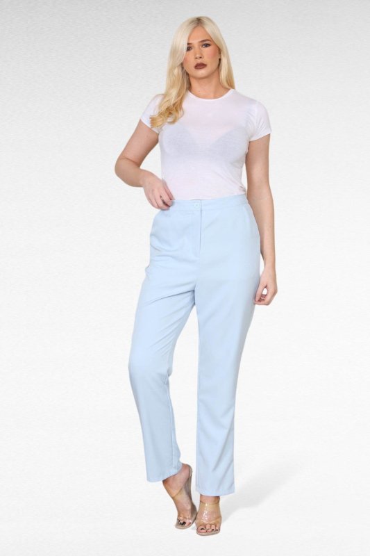 Baby blue Straight Leg Trousers - Trouser - British D'sire