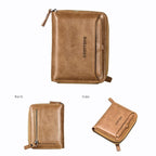 Baellerry D3124 Short PU Leather Wallet Zipper Retro Youth Small Wallet(Purple Horizontal) - British D'sire