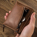 Baellerry D3124 Short PU Leather Wallet Zipper Retro Youth Small Wallet(Purple Horizontal) - British D'sire