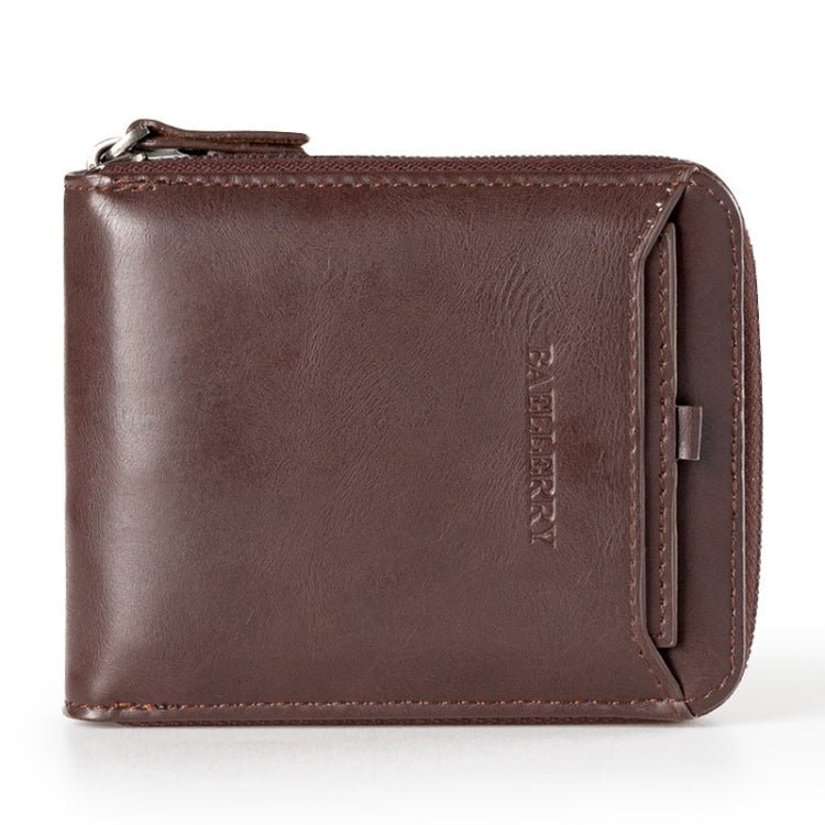 Baellerry D3124 Short PU Leather Wallet Zipper Retro Youth Small Wallet(Purple Horizontal) - British D'sire Main image