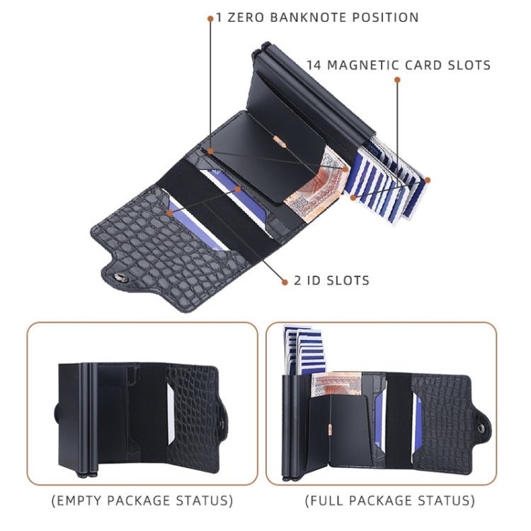 Baellerry K9171 RFID Anti - Magnetic Card Holder Crocodile Pattern Card Holder(Blue) - British D'sire