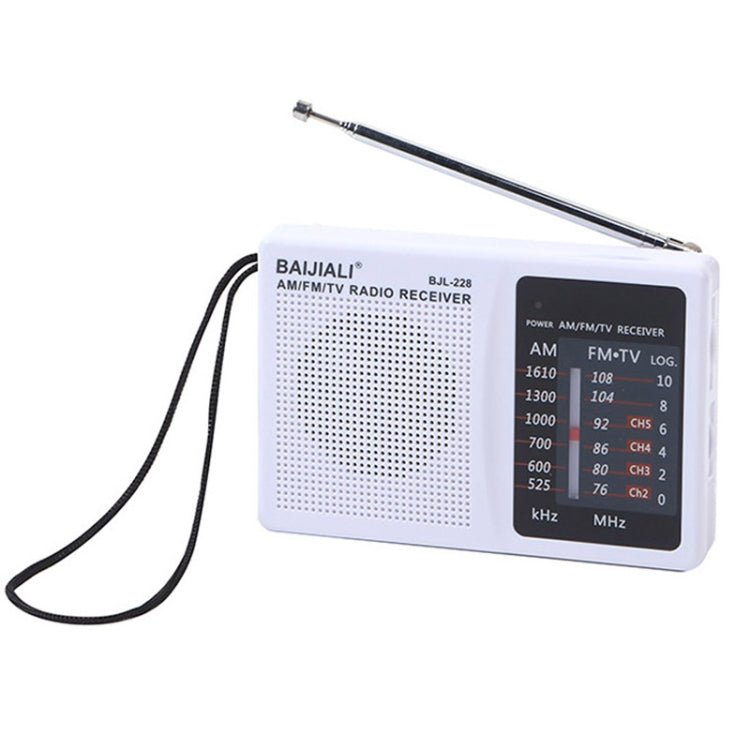 BAIJIALI BJL228 Retro Portable Two Band FM AM Radio Built - in Speaker(White) - British D'sire