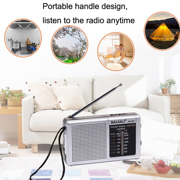 BAIJIALI BJL228 Retro Portable Two Band FM AM Radio Built - in Speaker(White) - British D'sire