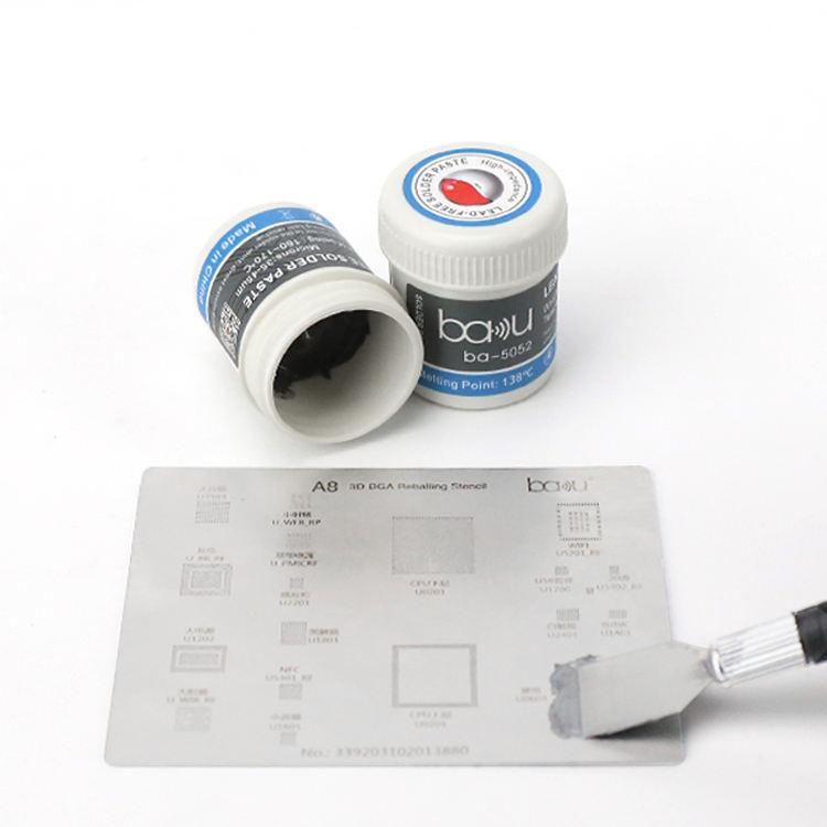 BAKU BA - 5052 BGA Solder Paste for Mobile Phone Repair 35g Tin 35 - 45 Microns, 138 Celsius Melting Point - British D'sire