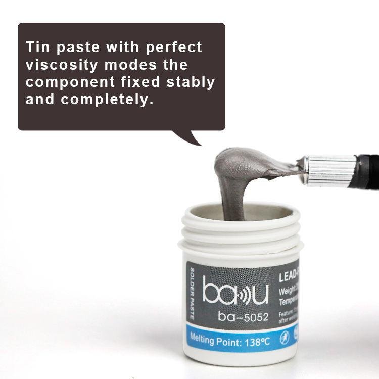 BAKU BA - 5052 BGA Solder Paste for Mobile Phone Repair 35g Tin 35 - 45 Microns, 138 Celsius Melting Point - British D'sire