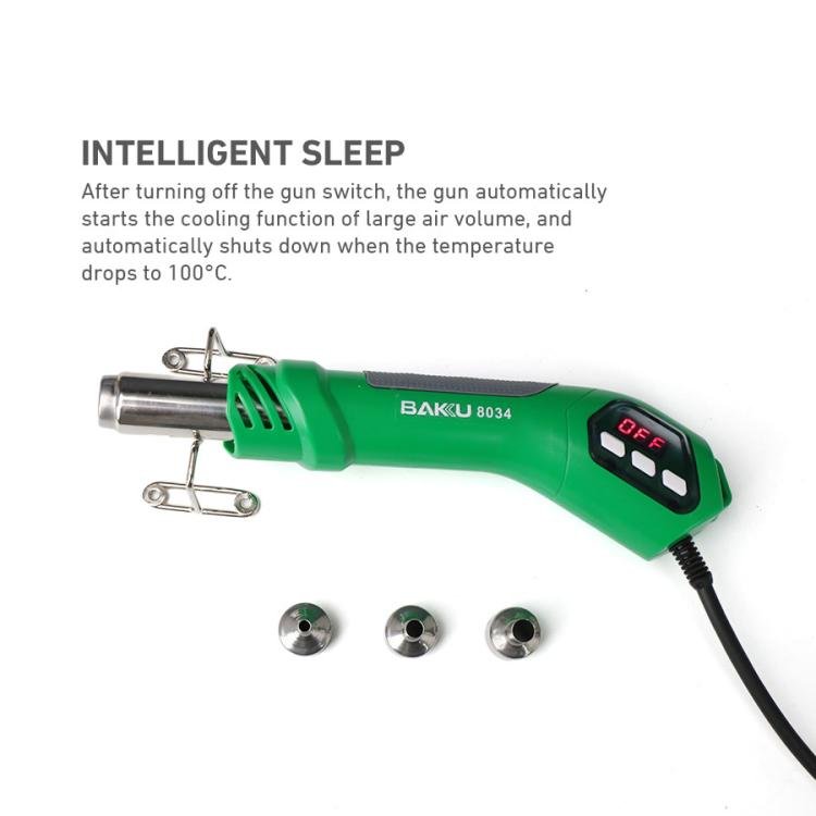 BAKU BA-8034 650W Hot Air Blower 100-500 Degrees Celsius Heat Tool With 3 Nozzles 220V EU Plug Secondary image