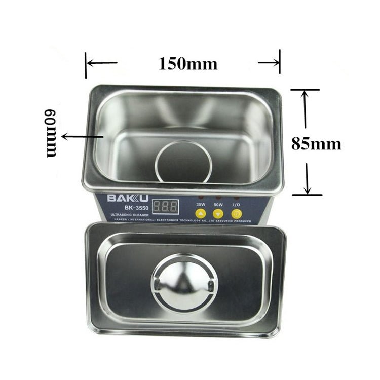 BAKU BK - 3550 35W / 50W Adjustable 0.8L LCD Display Ultrasonic Cleaner, AC 220V, EU Plug - British D'sire