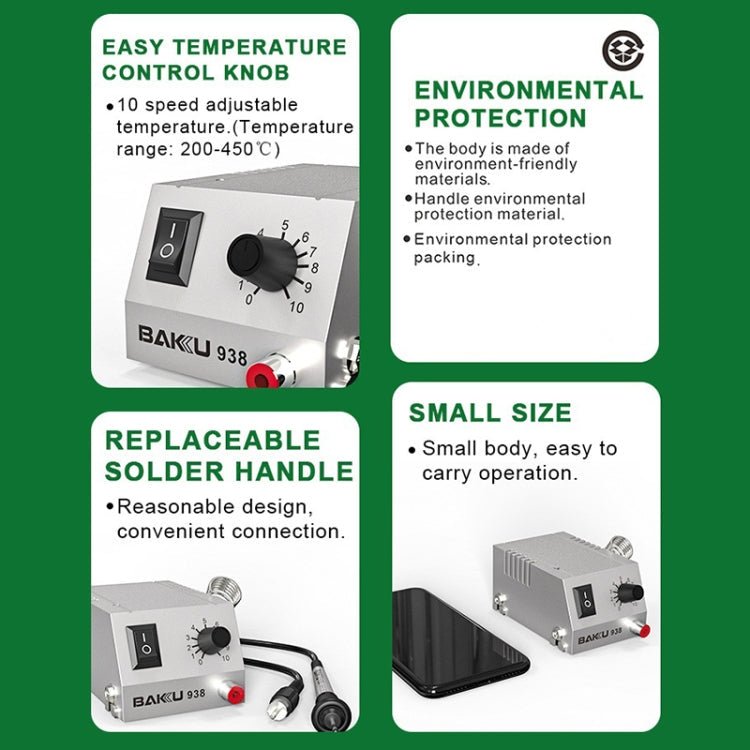 BAKU BK - 938 Powerful Mini Anti - static Soldering Station Welder Machine, EU Plug (Silver) - British D'sire