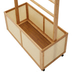 Bamboo Garment Rack with Woven Rattan Storage - Garment Rack - British D'sire