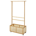 Bamboo Garment Rack with Woven Rattan Storage - Garment Rack - British D'sire