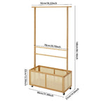 Bamboo Garment Rack with Woven Rattan Storage - Garment Rack - British D'sire