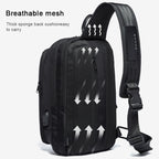 BANGE Fashion Casual Shoulder Bag Outdoor USB Chest Bag (Black) - British D'sire