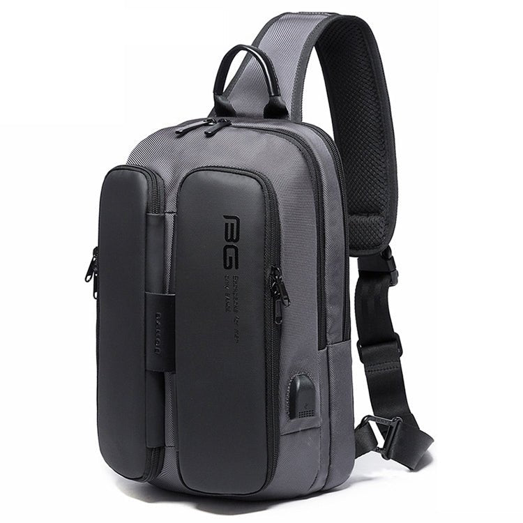 BANGE Fashion Casual Shoulder Bag Outdoor USB Chest Bag (Grey) - British D'sire Main image