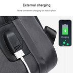 BANGE Men Security USB Chest Bag Portable Outdoor Shoulder Bag(Grey) - British D'sire