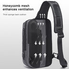 BANGE Men Security USB Chest Bag Portable Outdoor Shoulder Bag(Grey) - British D'sire