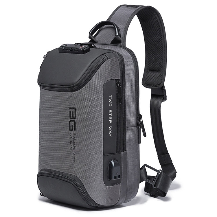BANGE Men Security USB Chest Bag Portable Outdoor Shoulder Bag(Grey) - British D'sire Main image