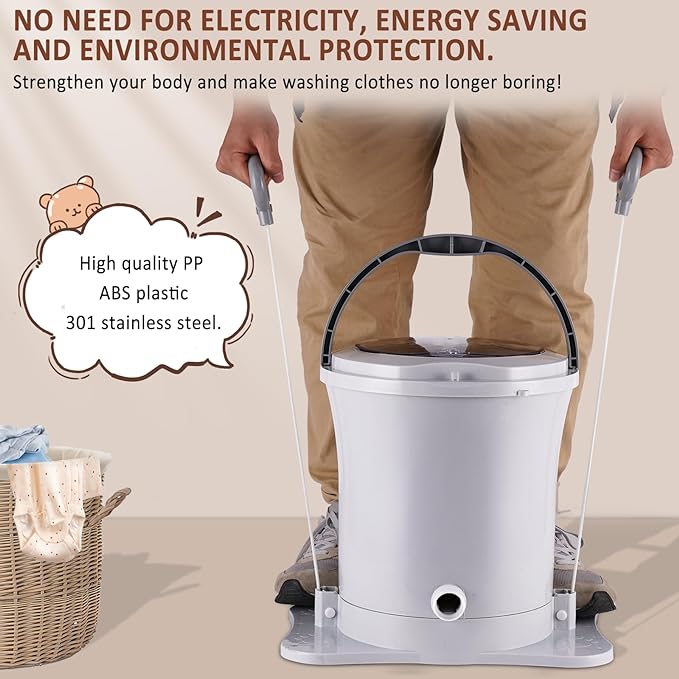 BAOSHISHAN Manual Spin Dryer for Clothes 9L Mini Spin Dryer Non-Electric Portable Clothes Dryer With Drain Pipe for Apartment Dorm Camping - British D'sire
