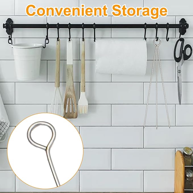 Barbecue Skewers, 22 PCS 7.87in/20cm Stainless Steel Long Skewer Reusable Metal Barbecue Skewers Grilling Shish Barbecue Skewers for Air Fryer Fruit Meat BBQ Kabob - British D'sire