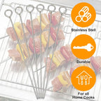 Barbecue Skewers, 22 PCS 7.87in/20cm Stainless Steel Long Skewer Reusable Metal Barbecue Skewers Grilling Shish Barbecue Skewers for Air Fryer Fruit Meat BBQ Kabob - British D'sire
