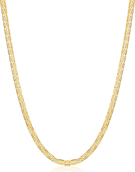 Barzel 18K Gold Plated Mariner Chain Necklace for Women, Flat Marina 18K Gold Plated Necklace - Necklaces - British D'sire