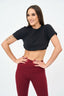 Basic Crew Neck Women's Crop Top in Black - Shirts & Tops - British D'sire